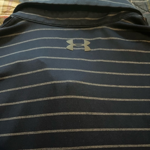 Under Armour Men's Dark Blue Striped Polo - Picture 6 of 6